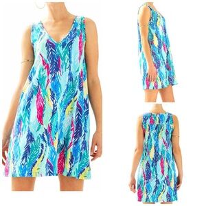 Lilly Pulitzer Blythe Swing Dress Light as a Feather Blue/Pink Pima Cotton Beach